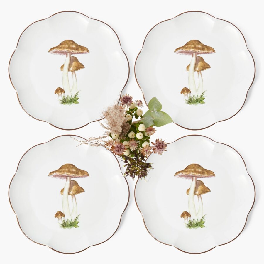 Fidelie Scalloped Mushroom Ceramic Dinner & Starter Plates – 8-Piece Nature-Inspired Set - Image 11