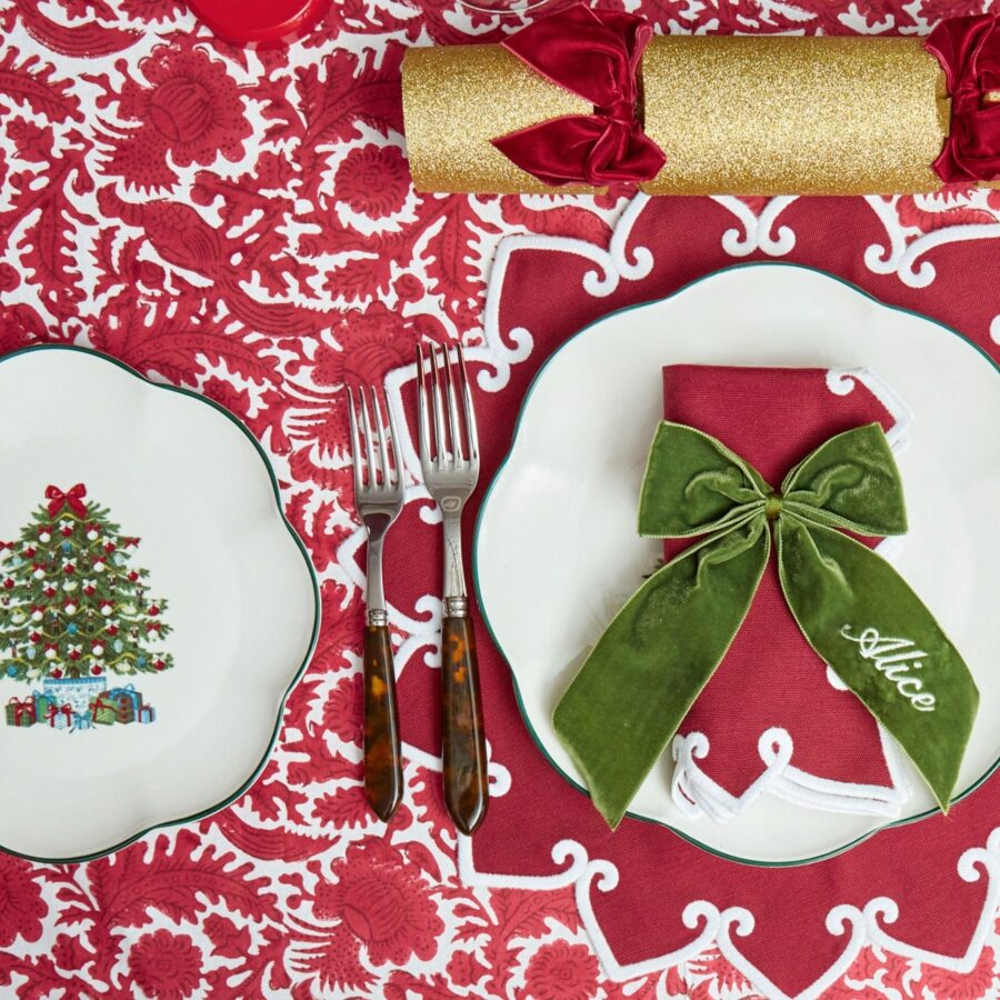 Fidelie Christmas Tree Ceramic Starter Plates – Set of 4 Festive Side Plates - Image 2
