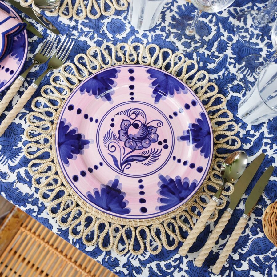 Fidelie Elegant Pink & Blue Ceramic Dinner Plates – Set of 4 - Image 5
