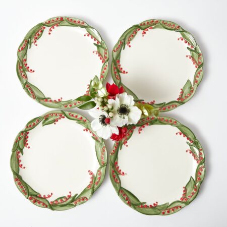 Fidelie Red Berry Ceramic Dinner Plates – Set of 4 Vibrant Tableware
