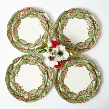 Fidelie Red Berry Ceramic Dinner & Starter Plates – 8-Piece Vibrant Tableware Set