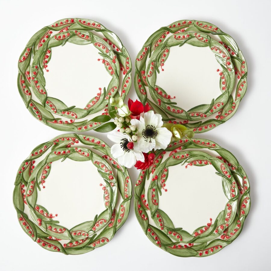 Fidelie Red Berry Ceramic Dinner & Starter Plates – 8-Piece Vibrant Tableware Set