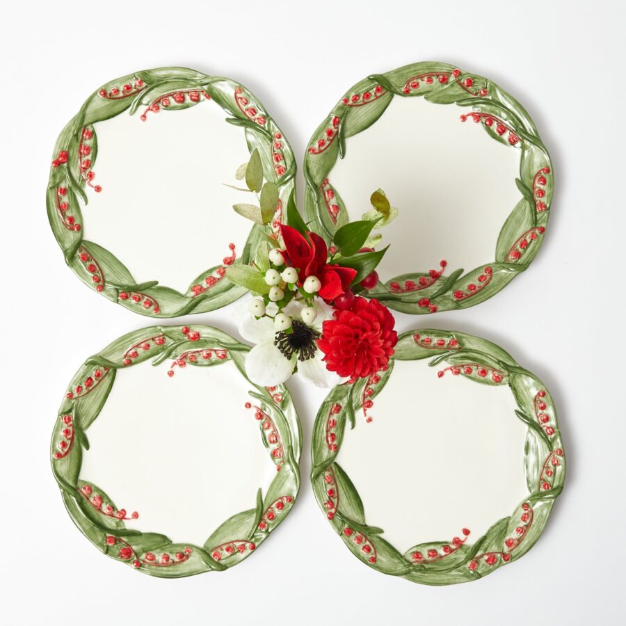Fidelie Red Berry Ceramic Starter Plates – Set of 4 Vibrant Side Plates