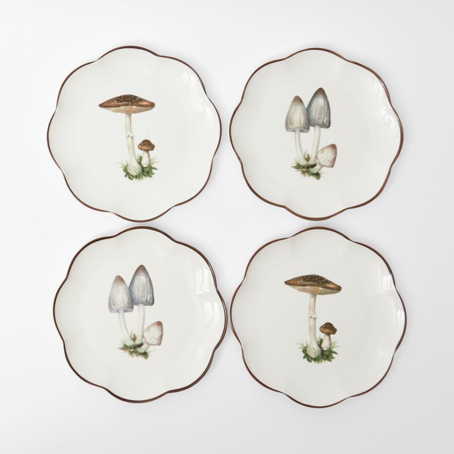 Fidelie Scalloped Mushroom Ceramic Starter Plates – Set of 4 Elegant Side Plates - Image 33
