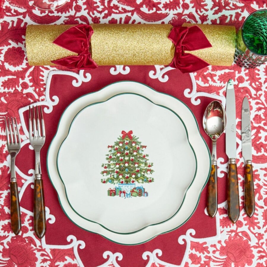 Fidelie Christmas Tree Ceramic Starter Plates – Set of 4 Festive Side Plates - Image 4