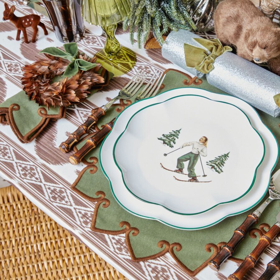 Fidelie Alpine Skier Ceramic Dinner & Starter Plates – 8-Piece Winter Tableware Set - Image 3