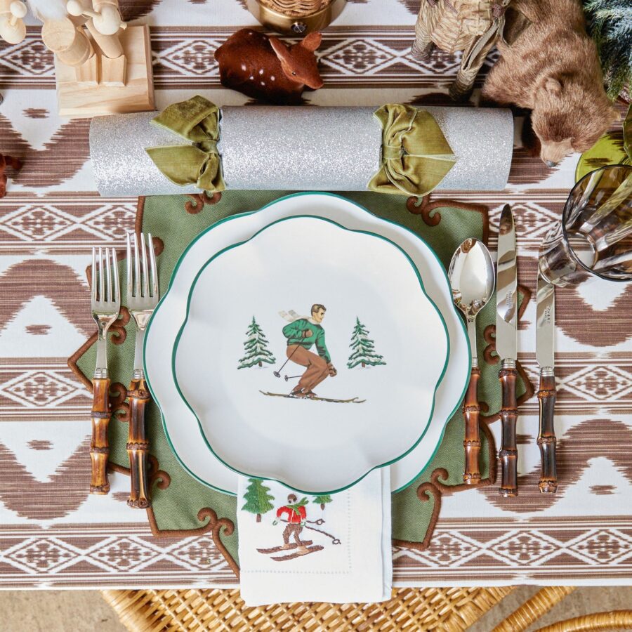 Fidelie Alpine Skier Ceramic Starter Plates – Set of 4 Winter-Themed Plates - Image 8