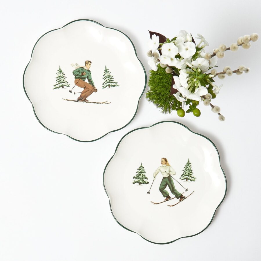 Fidelie Alpine Skier Ceramic Starter Plates – Set of 4 Winter-Themed Plates - Image 9