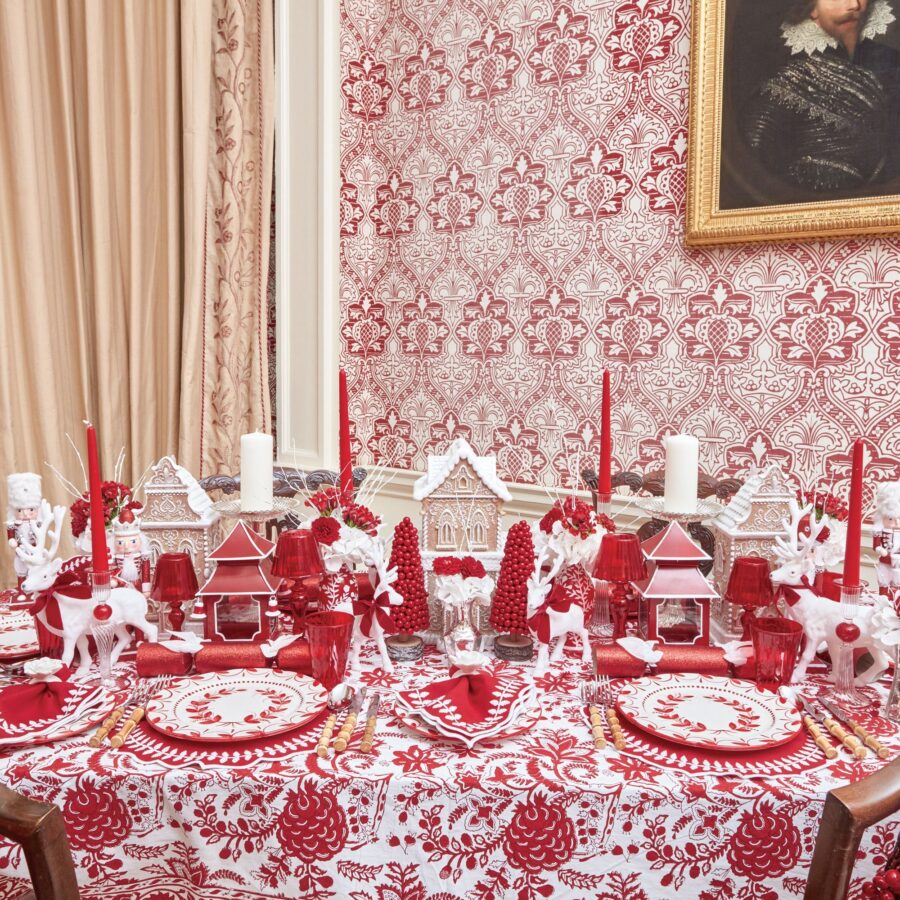 Fidelie Red Garland Ceramic Dinner & Starter Plates – 8-Piece Festive Plate Set - Image 4