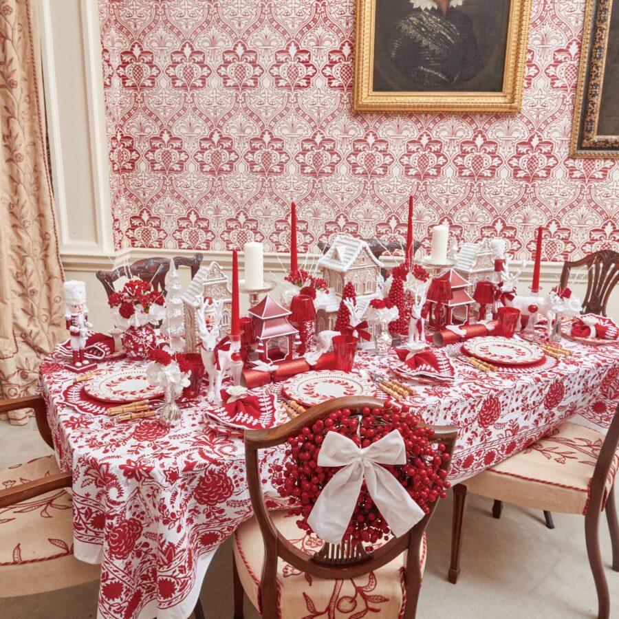 Fidelie Red Garland Ceramic Dinner Plates – Set of 4 Festive Tableware - Image 3