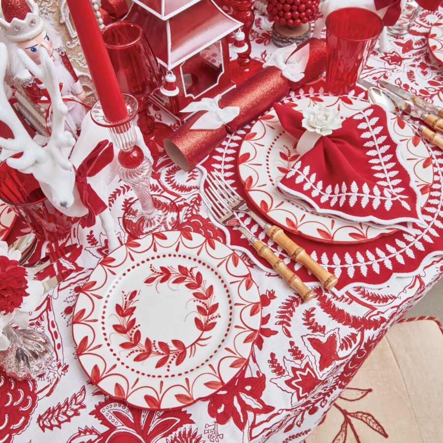 Fidelie Red Garland Ceramic Starter Plates – Set of 4 Festive Side Plates - Image 6