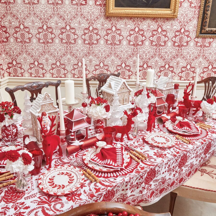 Fidelie Red Garland Ceramic Starter Plates – Set of 4 Festive Side Plates - Image 3