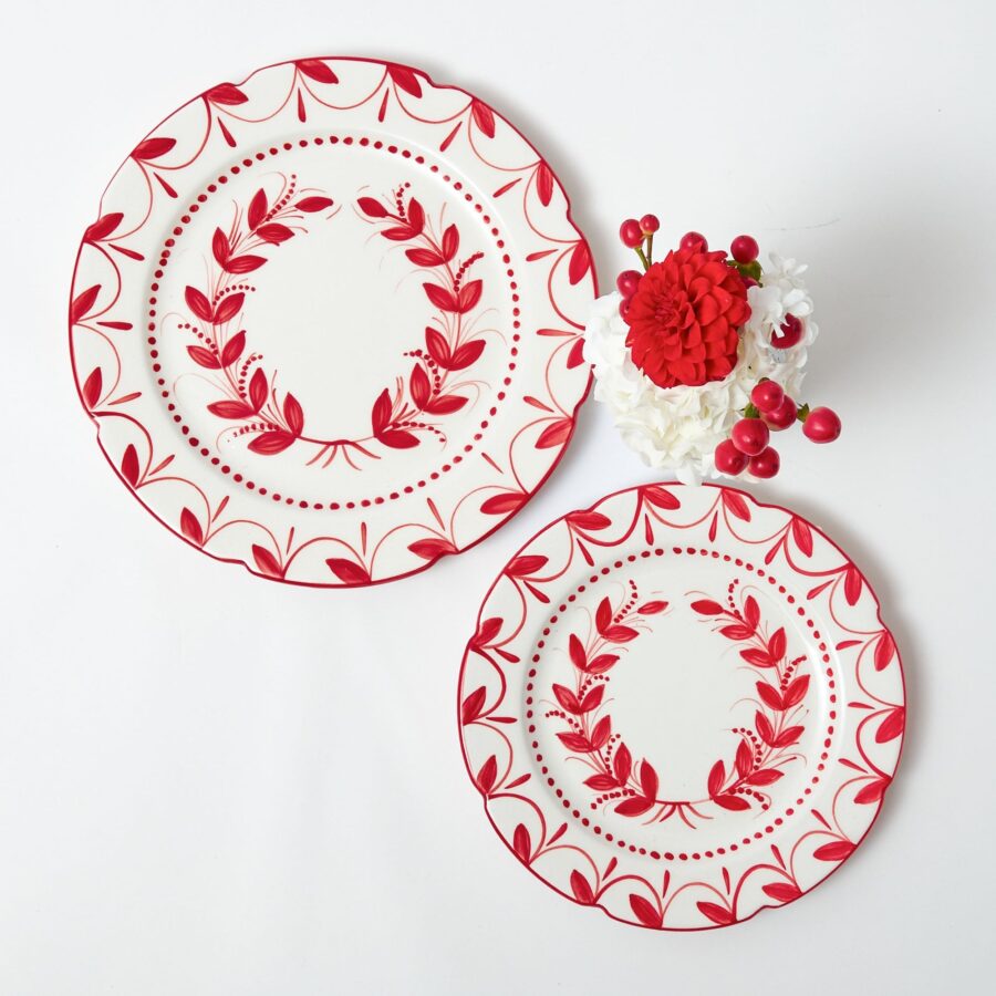 Fidelie Red Garland Ceramic Dinner & Starter Plates – 8-Piece Festive Plate Set - Image 5