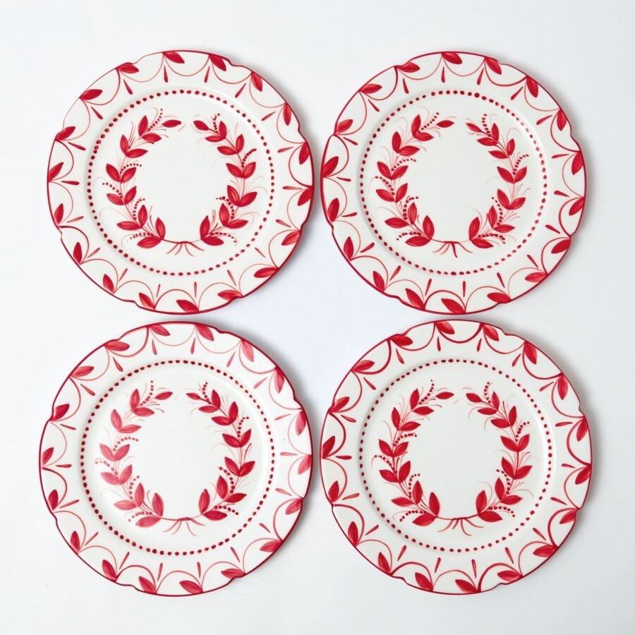 Fidelie Red Garland Ceramic Starter Plates – Set of 4 Festive Side Plates - Image 10
