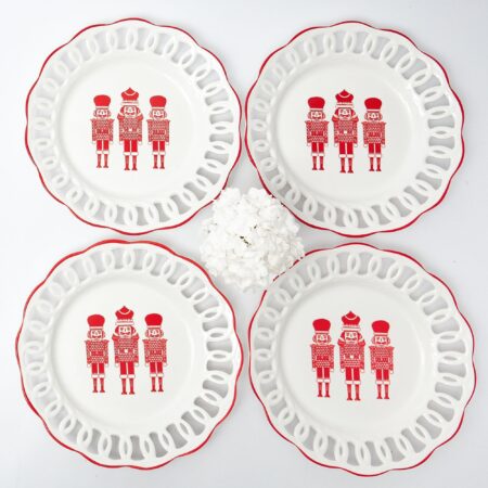 Fidelie White Lace Ceramic Dinner Plates – Set of 4 Elegant Holiday Plates