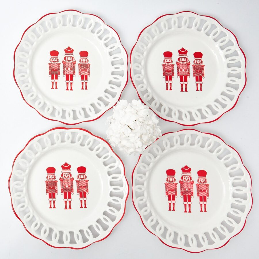 Fidelie White Lace Ceramic Dinner Plates – Set of 4 Elegant Holiday Plates