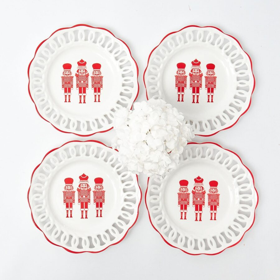 Fidelie White Lace Ceramic Starter Plates – Set of 4 Elegant Side Plates