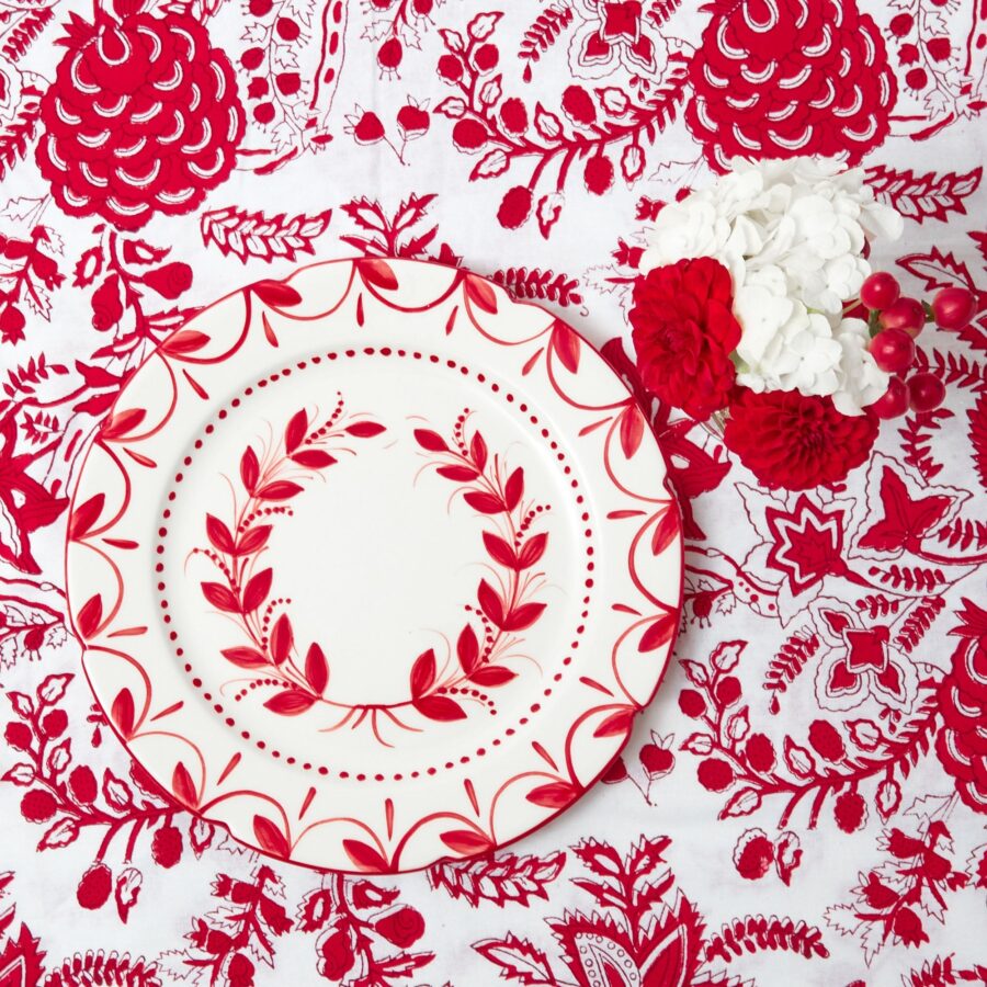 Fidelie Red Garland Ceramic Starter Plates – Set of 4 Festive Side Plates - Image 7