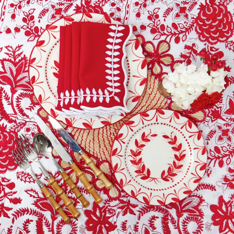 Fidelie Red Garland Ceramic Dinner & Starter Plates – 8-Piece Festive Plate Set - Image 7