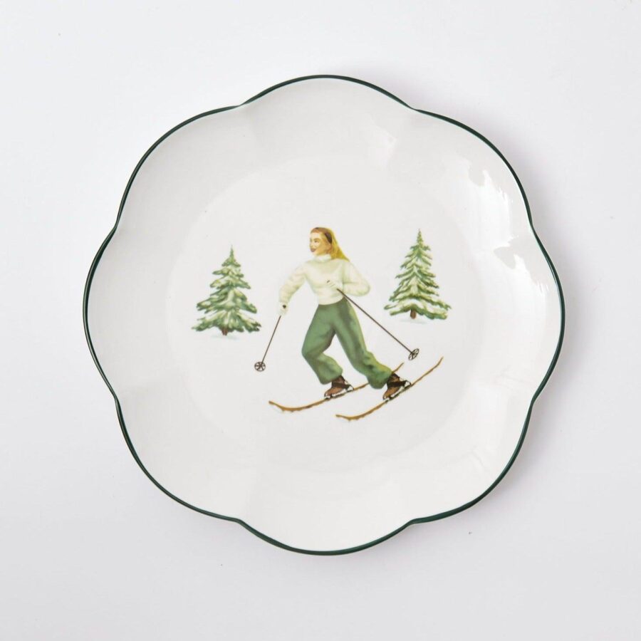 Fidelie Alpine Skier Ceramic Dinner Plates – Set of 4 Winter-Inspired Plates - Image 8