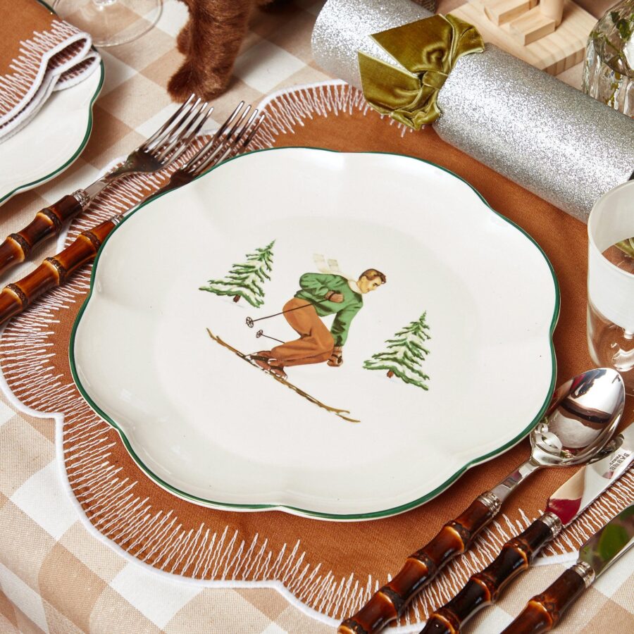 Fidelie Alpine Skier Ceramic Dinner Plates – Set of 4 Winter-Inspired Plates - Image 15