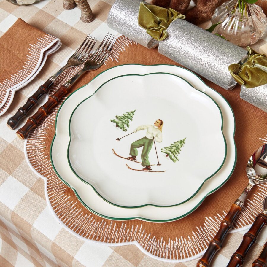 Fidelie Alpine Skier Ceramic Starter Plates – Set of 4 Winter-Themed Plates - Image 20