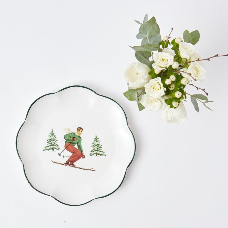 Fidelie Alpine Skier Ceramic Starter Plates – Set of 4 Winter-Themed Plates - Image 23
