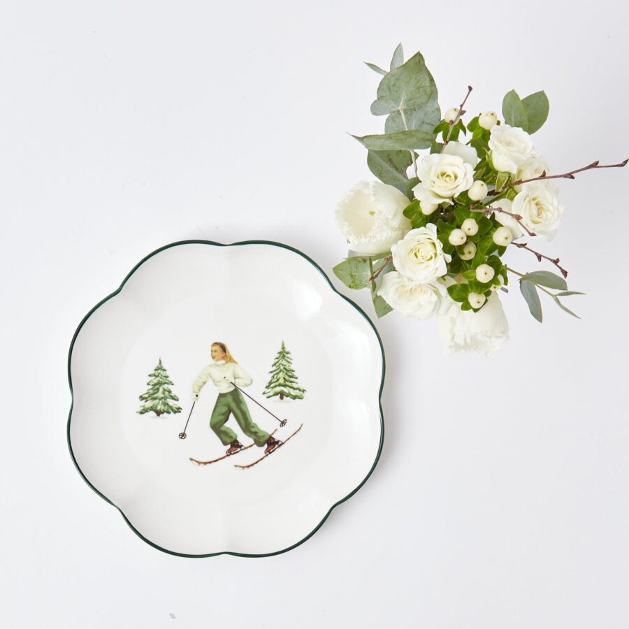 Fidelie Alpine Skier Ceramic Starter Plates – Set of 4 Winter-Themed Plates - Image 30