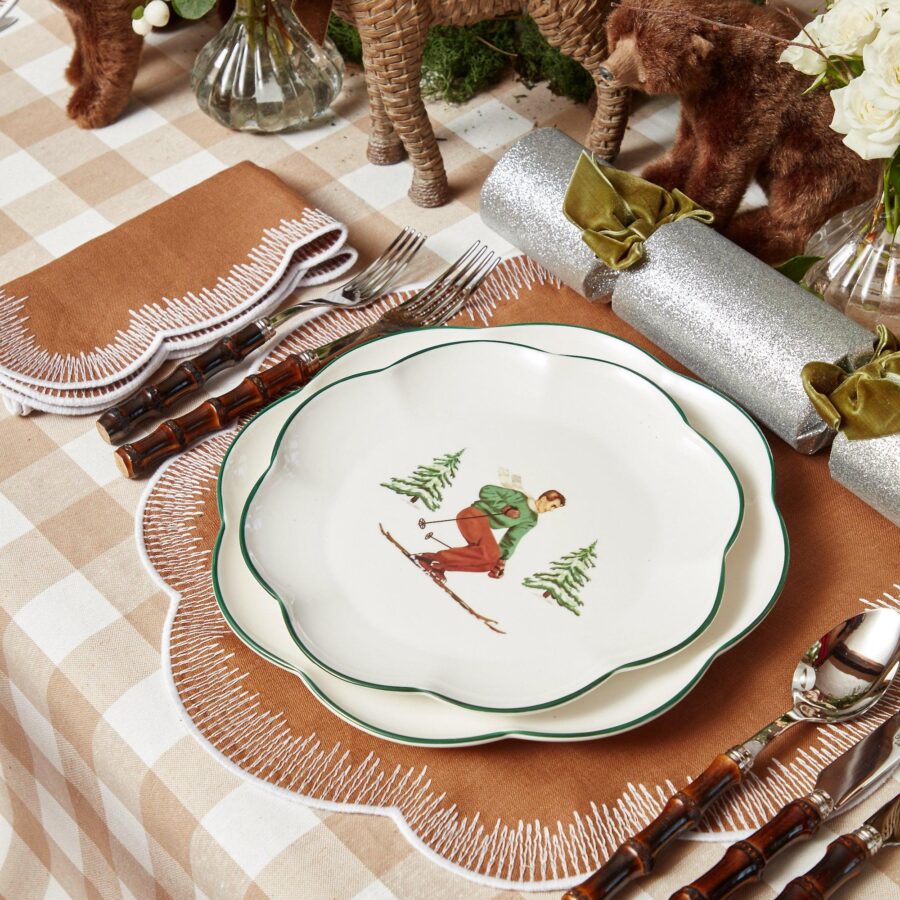 Fidelie Alpine Skier Ceramic Starter Plates – Set of 4 Winter-Themed Plates - Image 11