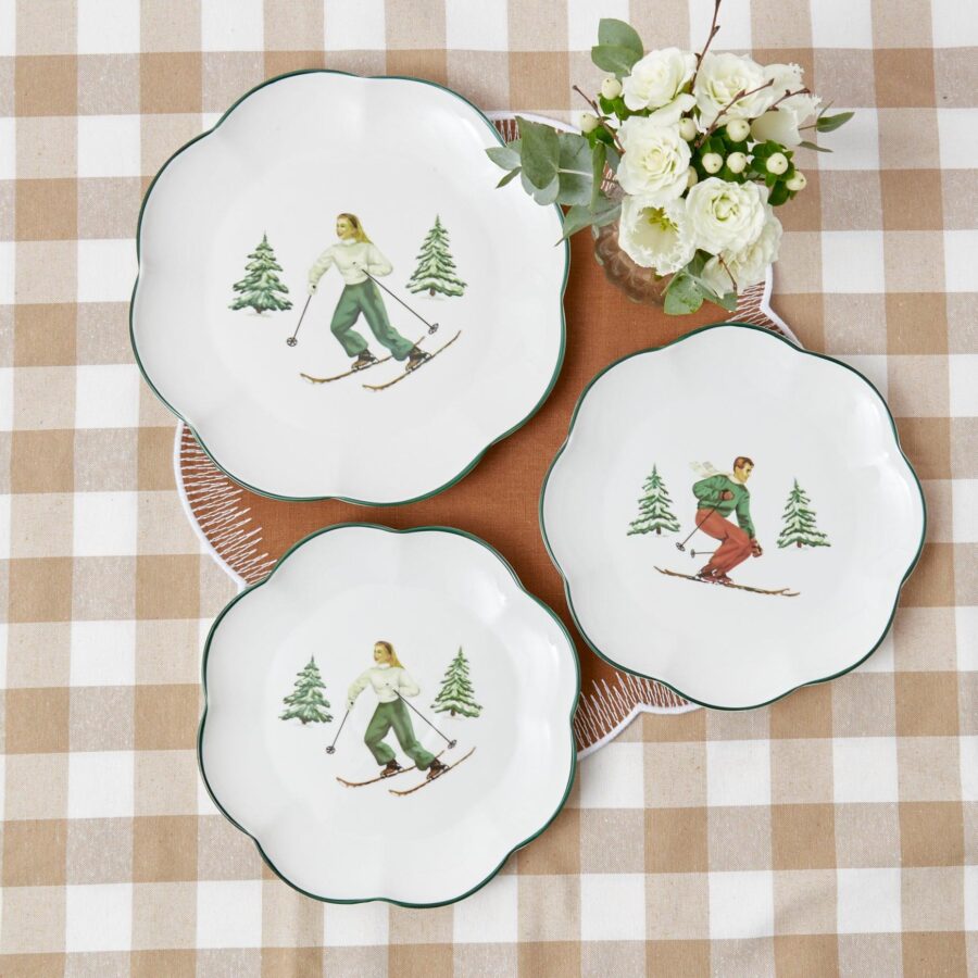 Fidelie Alpine Skier Ceramic Starter Plates – Set of 4 Winter-Themed Plates - Image 13
