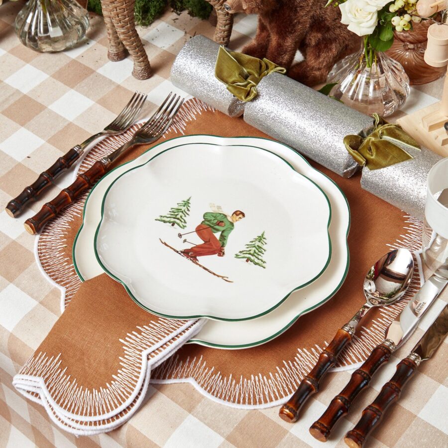 Fidelie Alpine Skier Ceramic Starter Plates – Set of 4 Winter-Themed Plates - Image 15