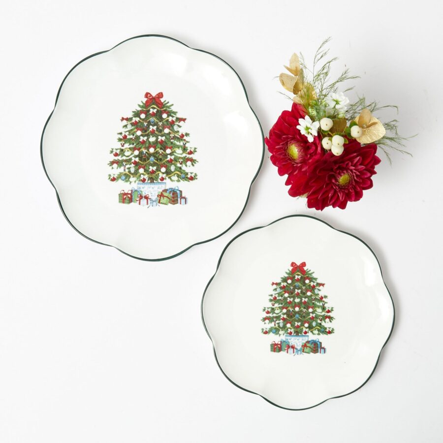 Fidelie Christmas Tree Ceramic Starter Plates – Set of 4 Festive Side Plates - Image 7
