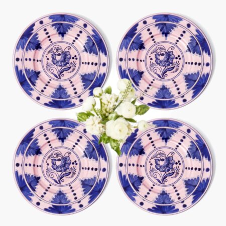 Fidelie 8-Piece Pink & Blue Dinner and Starter Plates Set – Elegant Ceramic Tableware
