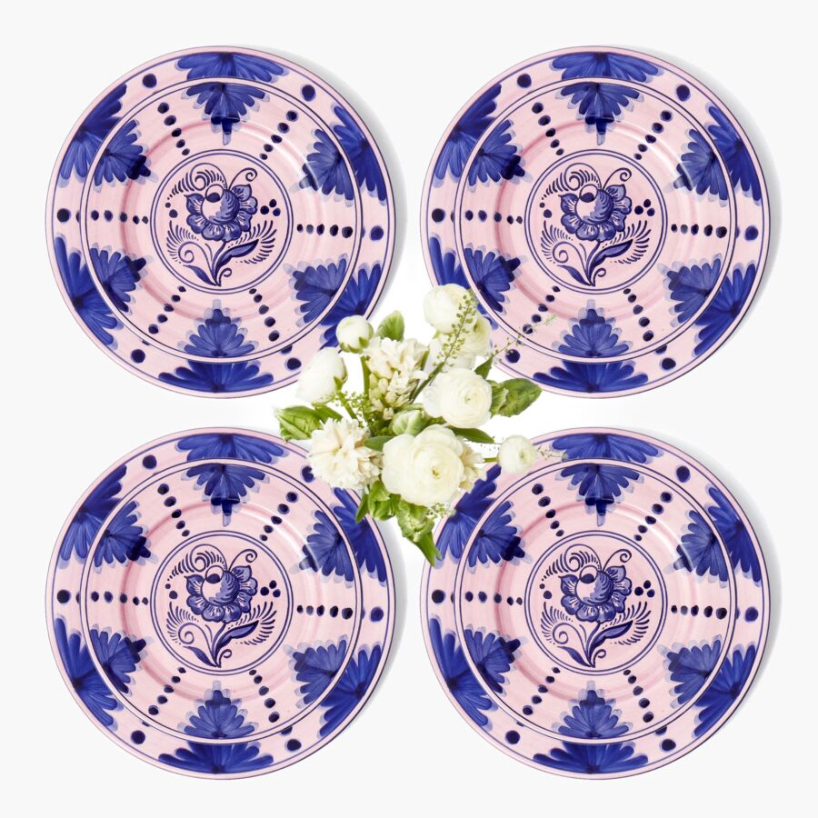 Fidelie 8-Piece Pink & Blue Dinner and Starter Plates Set – Elegant Ceramic Tableware