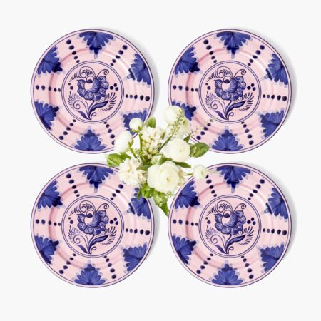 Fidelie Pastel Pink & Blue Starter Plates – Set of 4 Ceramic Side Plates