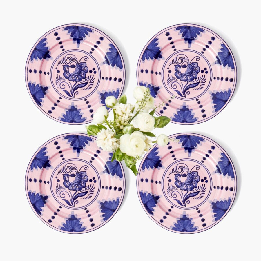 Fidelie Pastel Pink & Blue Starter Plates – Set of 4 Ceramic Side Plates