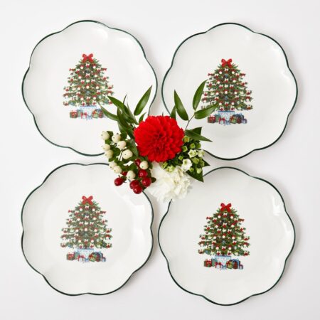 Fidelie Christmas Tree Ceramic Dinner Plates – Set of 4 Festive Plates