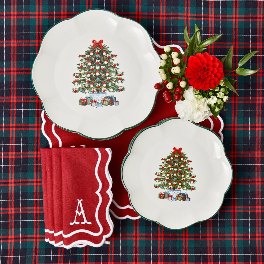 Fidelie Christmas Tree Ceramic Starter Plates – Set of 4 Festive Side Plates - Image 12