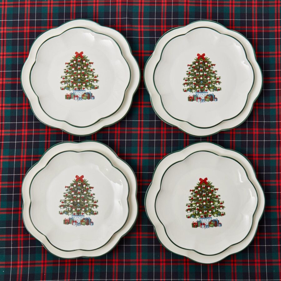 Fidelie Christmas Tree Ceramic Starter Plates – Set of 4 Festive Side Plates - Image 17