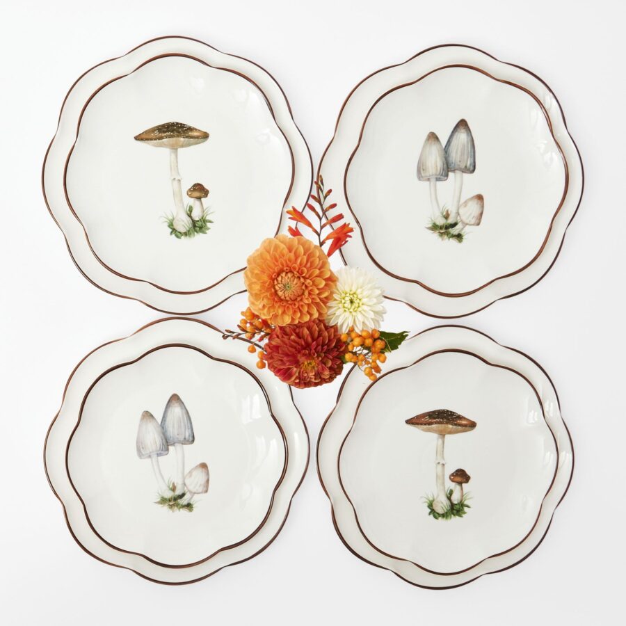 Fidelie Scalloped Mushroom Ceramic Dinner & Starter Plates – 8-Piece Nature-Inspired Set - Image 19