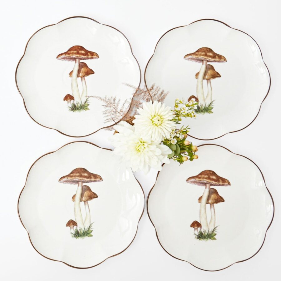 Fidelie Scalloped Mushroom Ceramic Dinner Plates – Set of 4 Elegant Plates - Image 10
