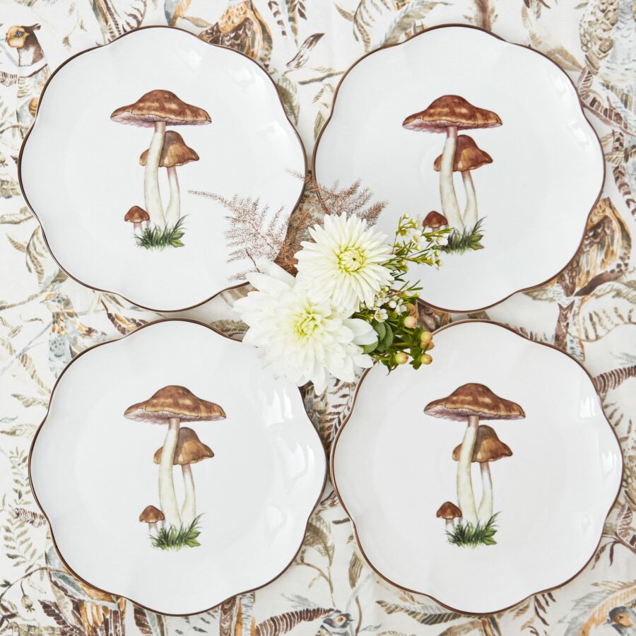 Fidelie Scalloped Mushroom Ceramic Dinner Plates – Set of 4 Elegant Plates - Image 14