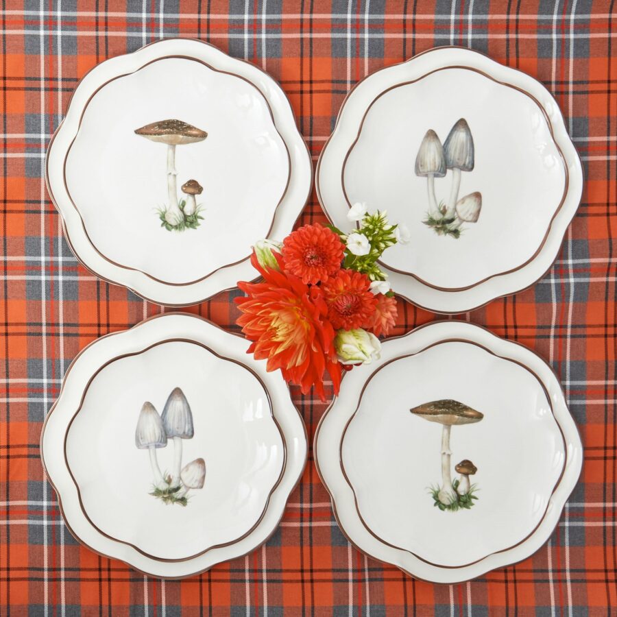 Fidelie Scalloped Mushroom Ceramic Dinner & Starter Plates – 8-Piece Nature-Inspired Set - Image 24