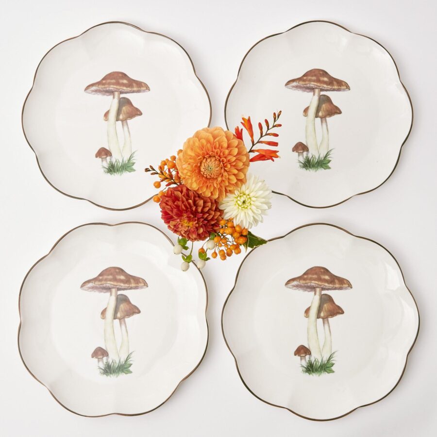 Fidelie Scalloped Mushroom Ceramic Dinner Plates – Set of 4 Elegant Plates - Image 16