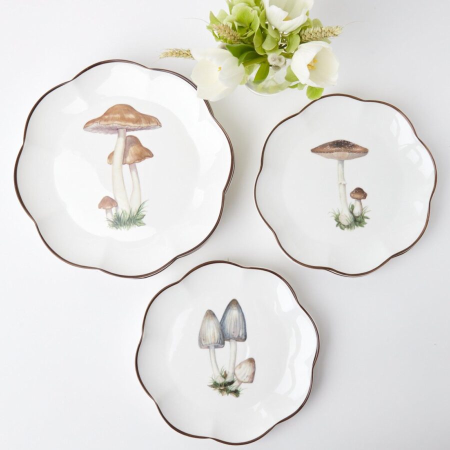 Fidelie Scalloped Mushroom Ceramic Dinner Plates – Set of 4 Elegant Plates - Image 25
