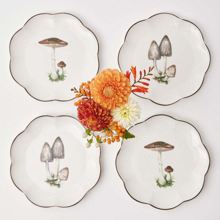 Fidelie Scalloped Mushroom Ceramic Starter Plates – Set of 4 Elegant Side Plates - Image 22