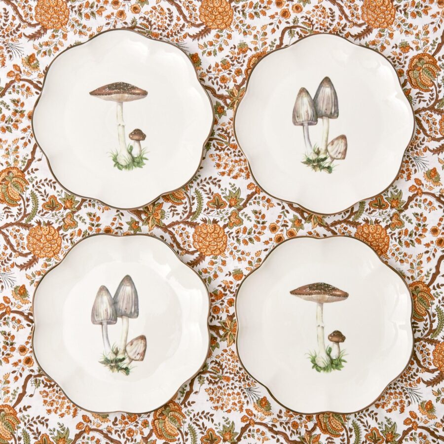 Fidelie Scalloped Mushroom Ceramic Starter Plates – Set of 4 Elegant Side Plates - Image 29